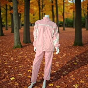 H🩷N Sportwear Women's Pink Reversible Tracksuit Jacket Pants embroidered flower